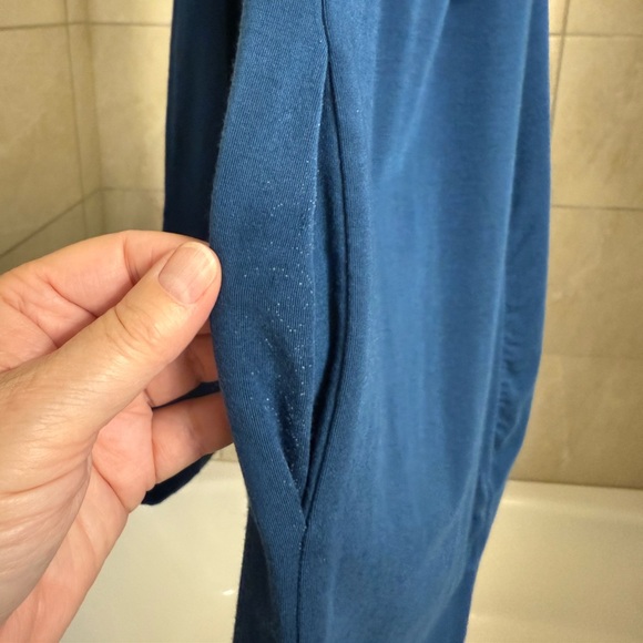 WORN ONCE Philosophy faux shawl collar blue duster sweater with pockets, size L - Picture 6 of 7